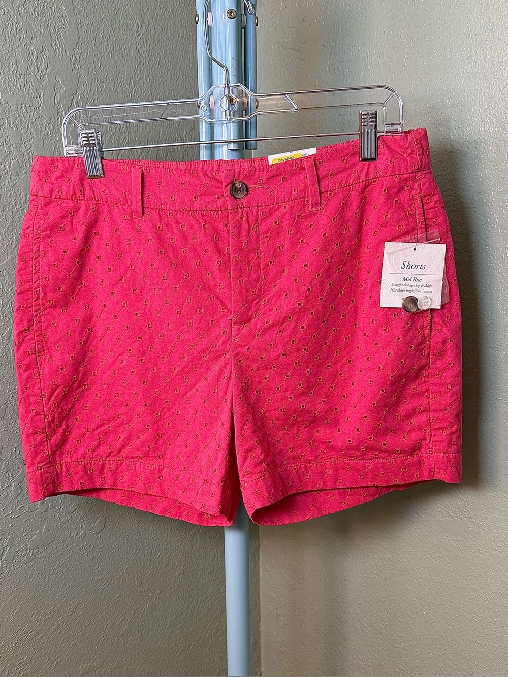 croft & barrow Hot Pink Embroidered Mid-Rise Shorts